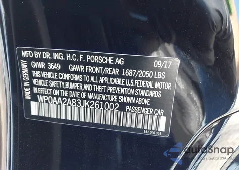 2018 Porsche 718 Cayman from USA, damaged, VIN WP0AA2A83JK261002